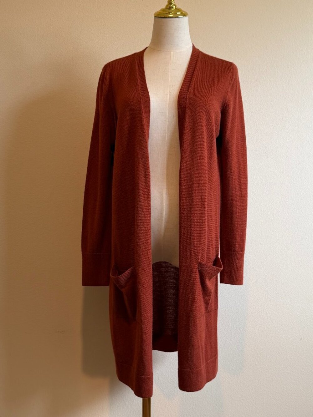 Halogen Merino Wool Blend Cardigan Orange Red Size M